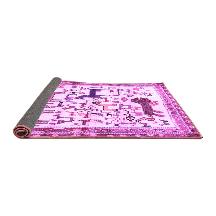 Sideview of Animal Purple Traditional Rug, tr3965pur