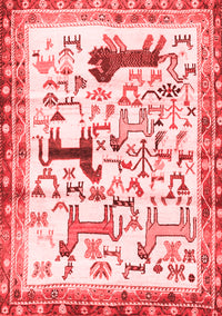 Animal Red Traditional Rug, tr3965red