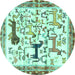 Round Animal Turquoise Traditional Rug, tr3965turq