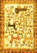 Machine Washable Animal Yellow Traditional Rug, wshtr3965yw