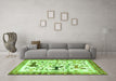 Machine Washable Animal Green Traditional Area Rugs in a Living Room,, wshtr3965grn