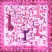 Square Animal Pink Traditional Rug, tr3965pnk