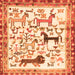 Serging Thickness of Animal Orange Traditional Rug, tr3965org