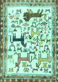 Animal Turquoise Traditional Rug, tr3965turq