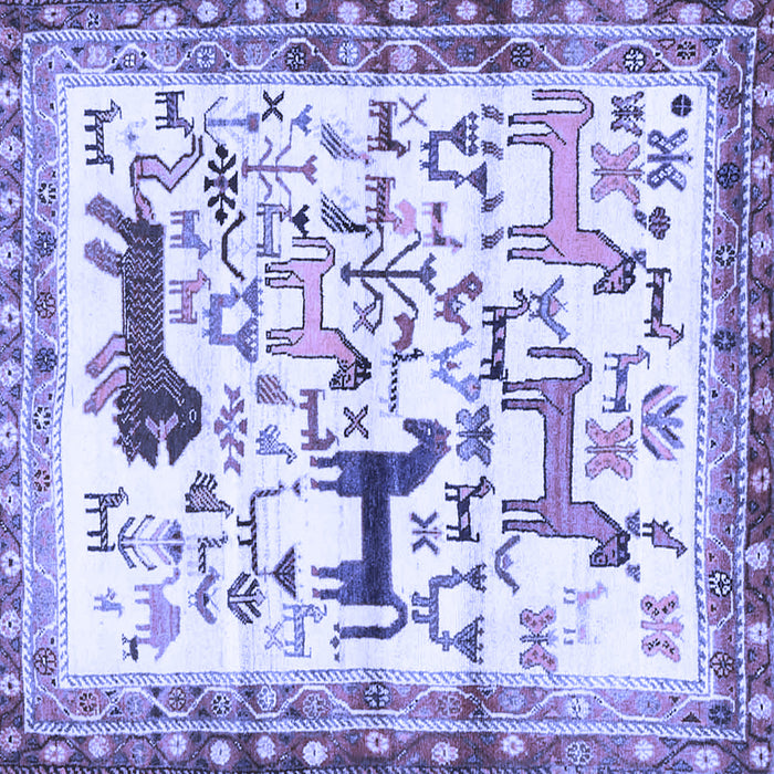Square Machine Washable Animal Blue Traditional Rug, wshtr3965blu