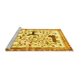 Sideview of Machine Washable Animal Yellow Traditional Rug, wshtr3965yw