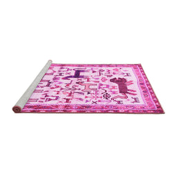 Sideview of Machine Washable Animal Pink Traditional Rug, wshtr3965pnk