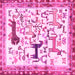 Square Machine Washable Animal Pink Traditional Rug, wshtr3965pnk