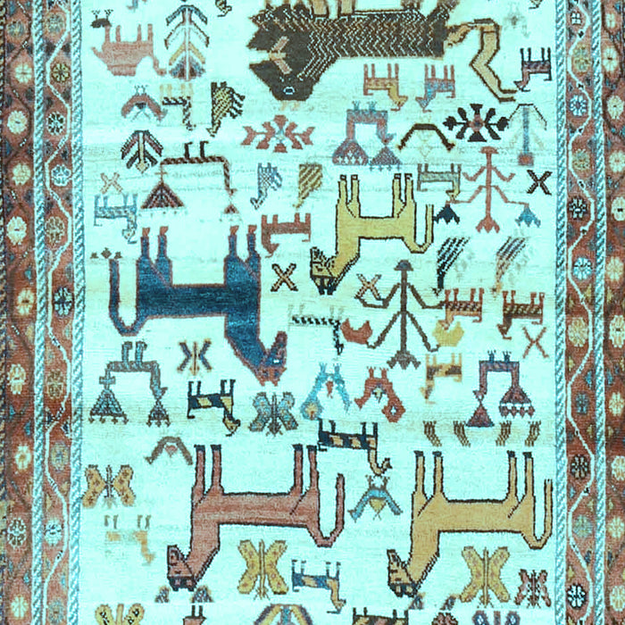 Machine Washable Animal Light Blue Traditional Rug, wshtr3965lblu