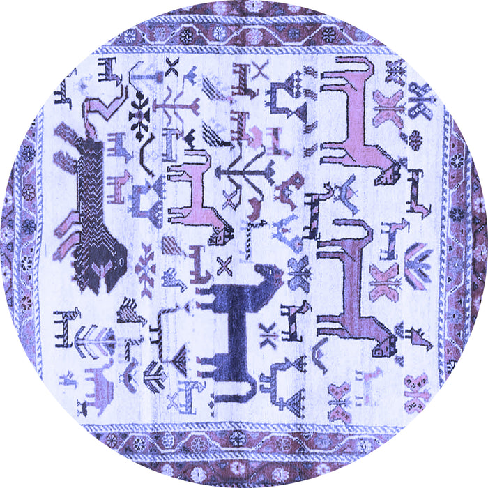 Round Machine Washable Animal Blue Traditional Rug, wshtr3965blu
