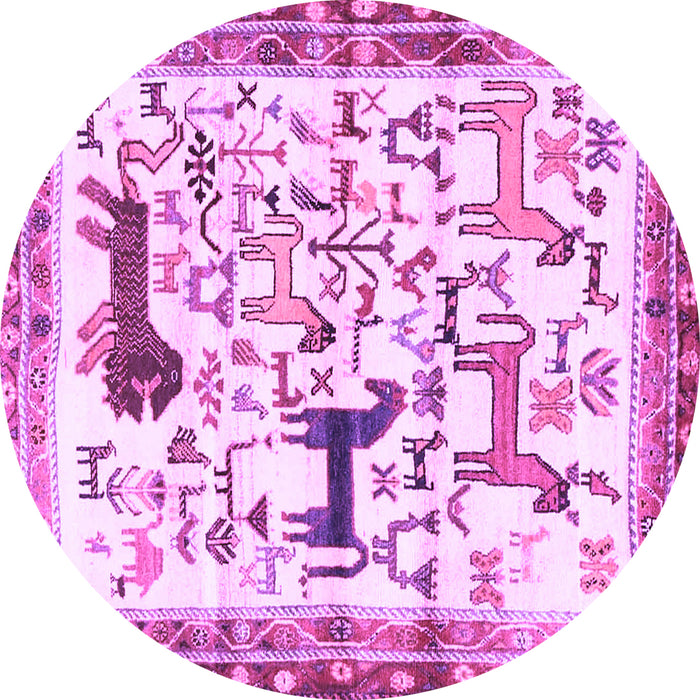 Round Machine Washable Animal Purple Traditional Area Rugs, wshtr3965pur
