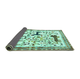 Sideview of Animal Turquoise Traditional Rug, tr3965turq