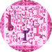 Round Animal Pink Traditional Rug, tr3965pnk