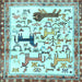 Square Animal Light Blue Traditional Rug, tr3965lblu