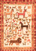 Serging Thickness of Machine Washable Animal Orange Traditional Area Rugs, wshtr3965org