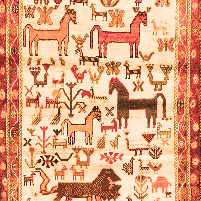 Serging Thickness of Machine Washable Animal Orange Traditional Area Rugs, wshtr3965org