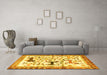 Machine Washable Animal Yellow Traditional Rug in a Living Room, wshtr3965yw