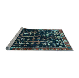 Sideview of Machine Washable Persian Light Blue Traditional Rug, wshtr3966lblu