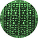 Round Persian Emerald Green Traditional Rug, tr3966emgrn