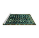 Sideview of Machine Washable Persian Turquoise Traditional Area Rugs, wshtr3966turq