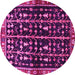 Round Machine Washable Persian Pink Traditional Rug, wshtr3966pnk