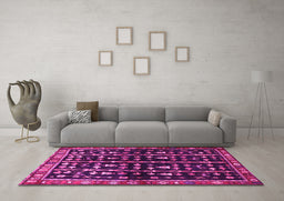 Machine Washable Persian Pink Traditional Rug in a Living Room, wshtr3966pnk
