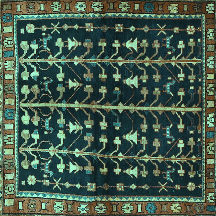 Square Persian Turquoise Traditional Rug, tr3966turq