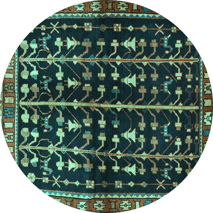 Round Persian Turquoise Traditional Rug, tr3966turq