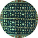 Round Persian Turquoise Traditional Rug, tr3966turq
