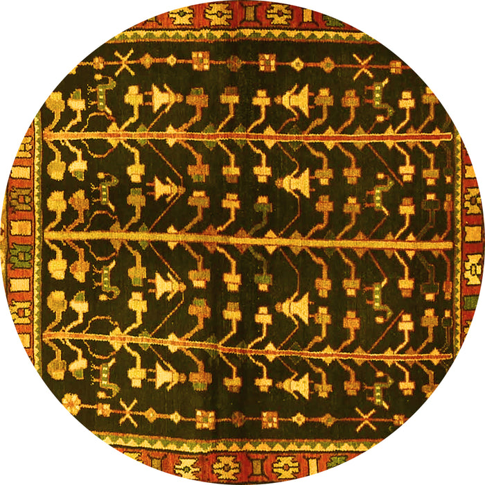 Round Persian Yellow Traditional Rug, tr3966yw
