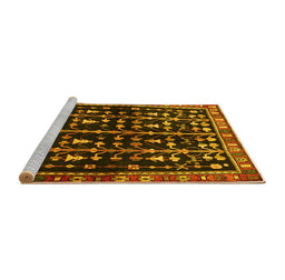 Sideview of Machine Washable Persian Yellow Traditional Rug, wshtr3966yw