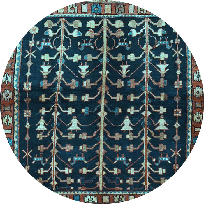 Round Machine Washable Persian Light Blue Traditional Rug, wshtr3966lblu