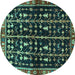 Round Machine Washable Persian Turquoise Traditional Area Rugs, wshtr3966turq