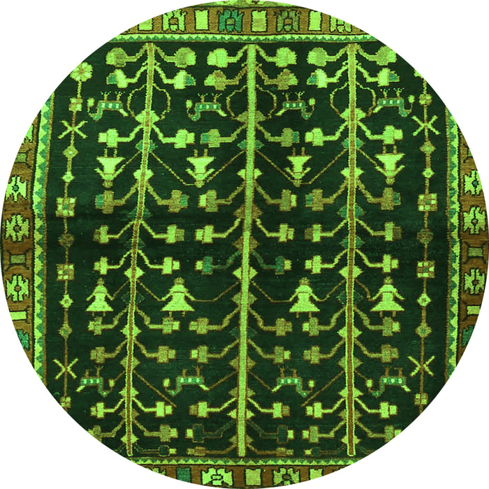 Square Persian Green Traditional Rug, tr3966grn