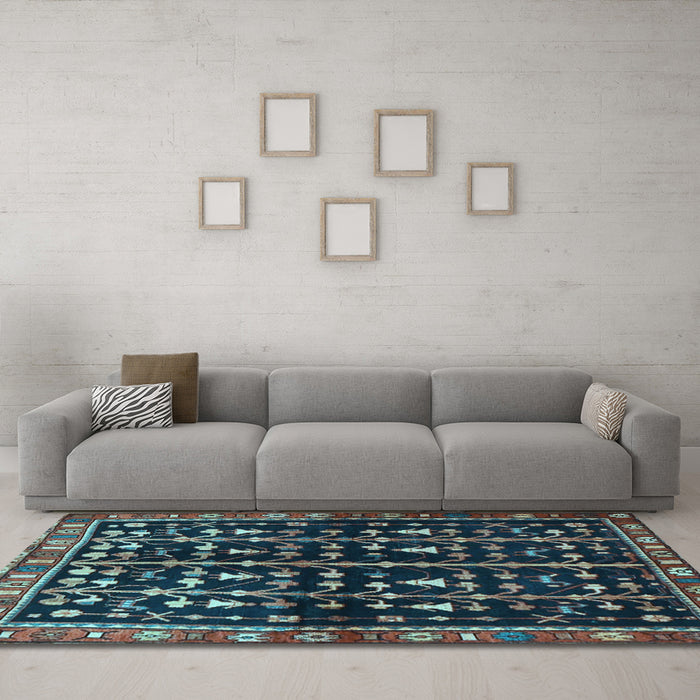 Machine Washable Persian Light Blue Traditional Rug in a Living Room, wshtr3966lblu