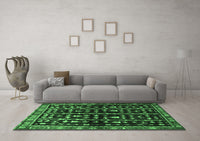 Machine Washable Persian Emerald Green Traditional Rug, wshtr3966emgrn