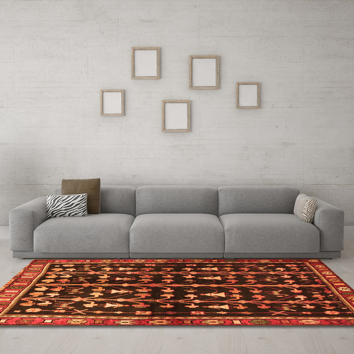 Machine Washable Persian Orange Traditional Area Rugs in a Living Room, wshtr3966org