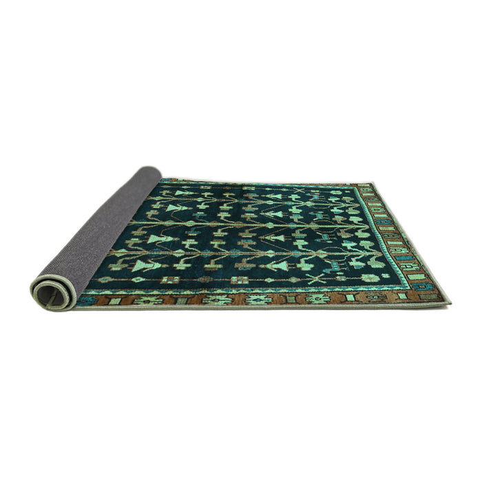 Sideview of Persian Turquoise Traditional Rug, tr3966turq