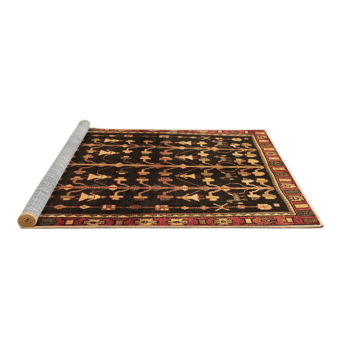 Sideview of Machine Washable Persian Brown Traditional Rug, wshtr3966brn