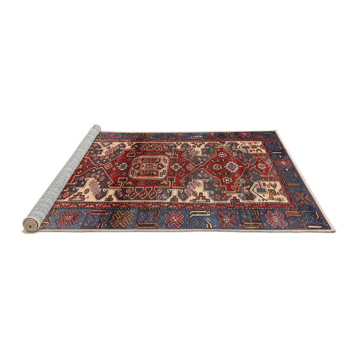 Sideview of Machine Washable Traditional Saffron Red Rug, wshtr3967