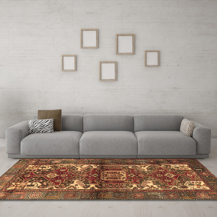 Machine Washable Persian Brown Traditional Rug in a Living Room,, wshtr3967brn
