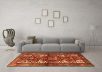 Machine Washable Persian Orange Traditional Rug, wshtr3967org