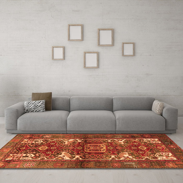 Machine Washable Persian Orange Traditional Area Rugs in a Living Room, wshtr3967org