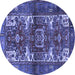 Round Persian Blue Traditional Rug, tr3967blu