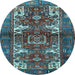 Round Persian Light Blue Traditional Rug, tr3967lblu