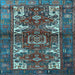 Square Machine Washable Persian Light Blue Traditional Rug, wshtr3967lblu