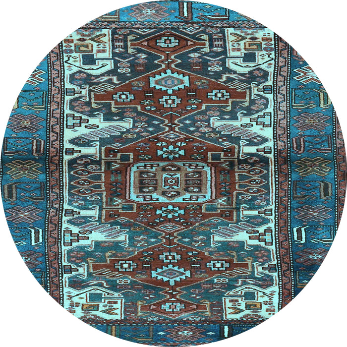 Round Machine Washable Persian Light Blue Traditional Rug, wshtr3967lblu