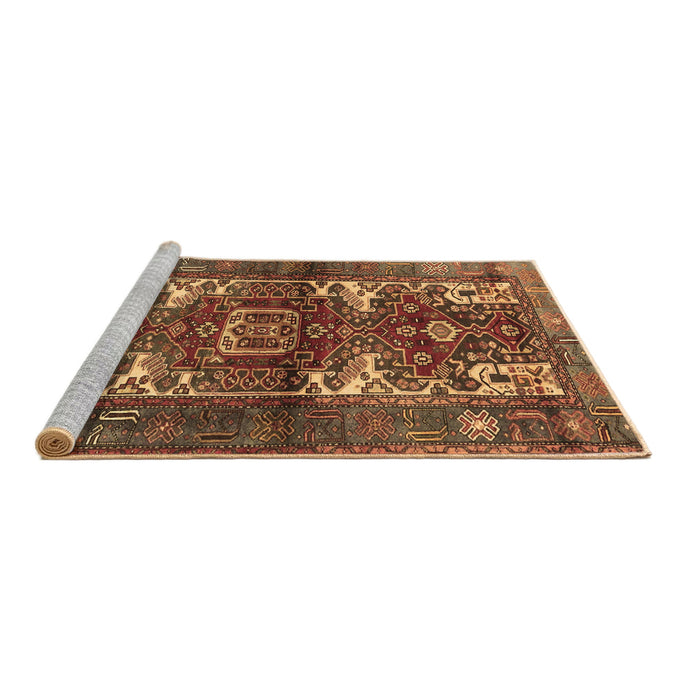 Sideview of Machine Washable Persian Brown Traditional Rug, wshtr3967brn