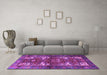 Machine Washable Persian Purple Traditional Area Rugs in a Living Room, wshtr3967pur