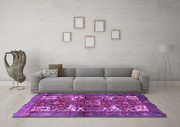 Machine Washable Persian Purple Traditional Rug, wshtr3967pur